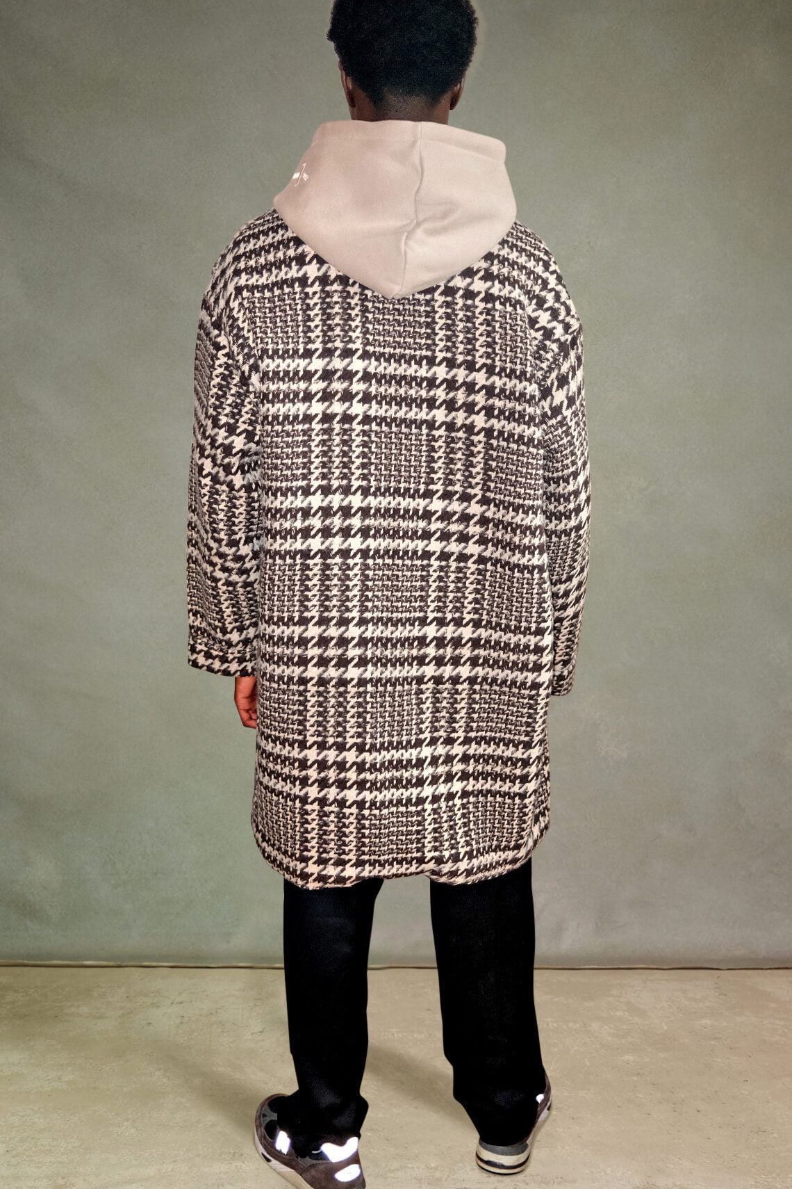 Plaid Checked Coat - Brown / Beige
