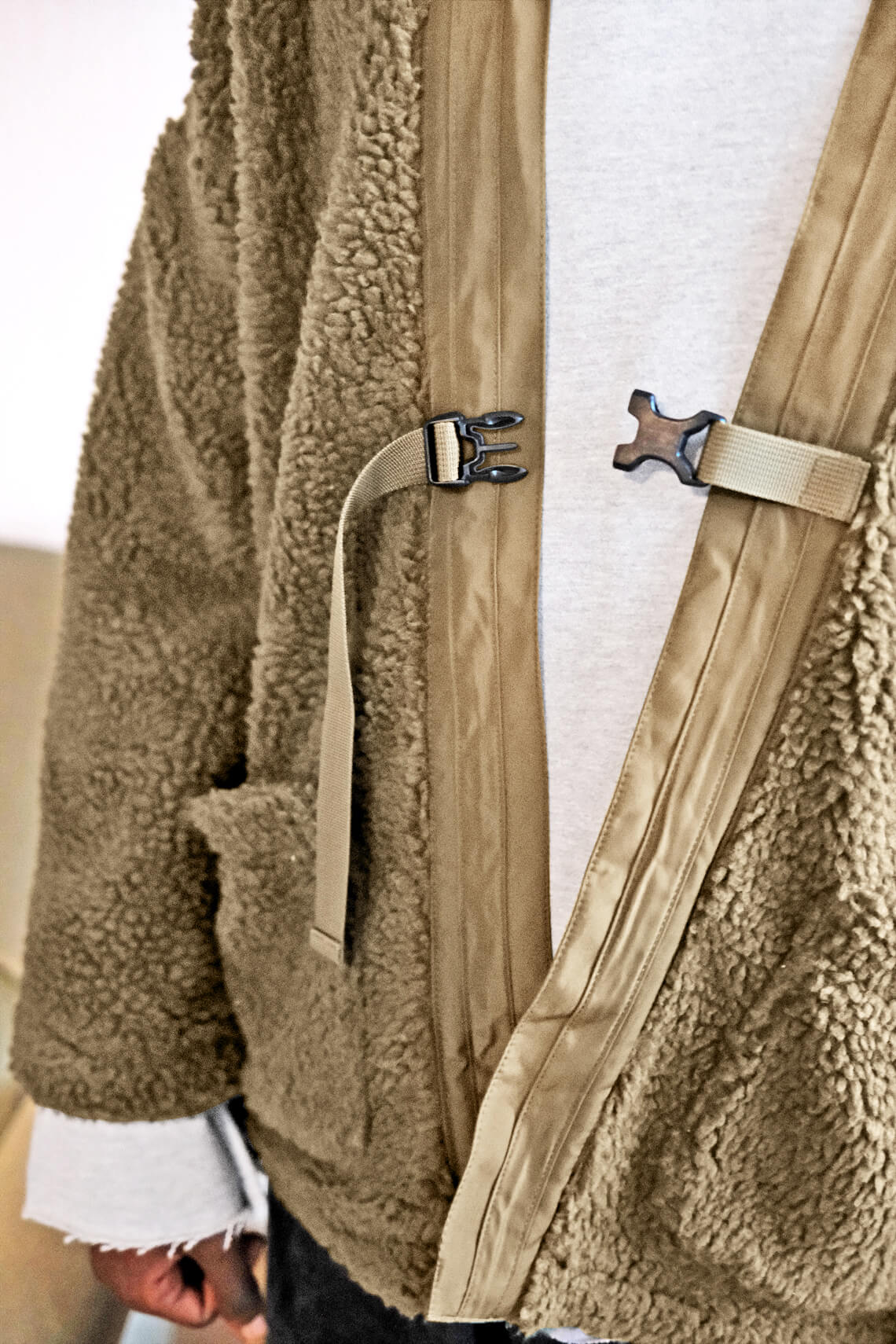 Reverse Fleece Kimono - Khaki