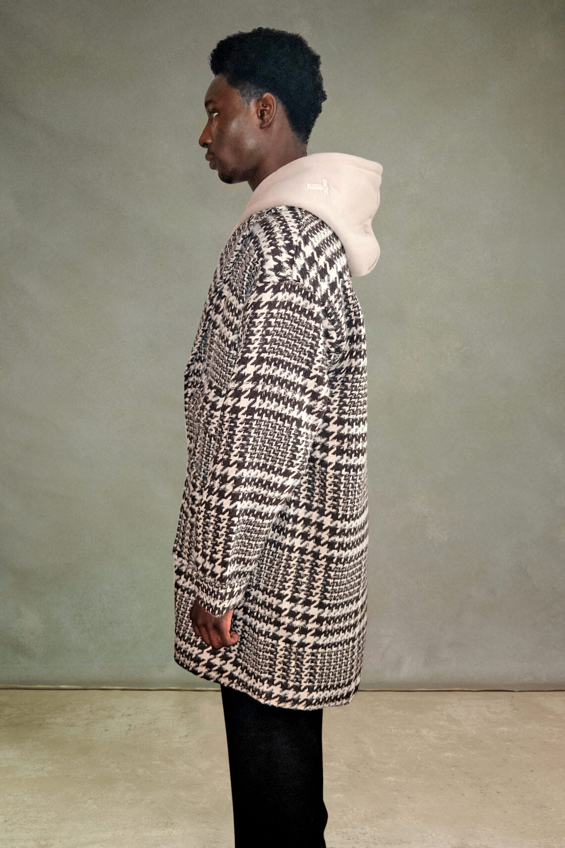 Plaid Checked Coat - Brown / Beige