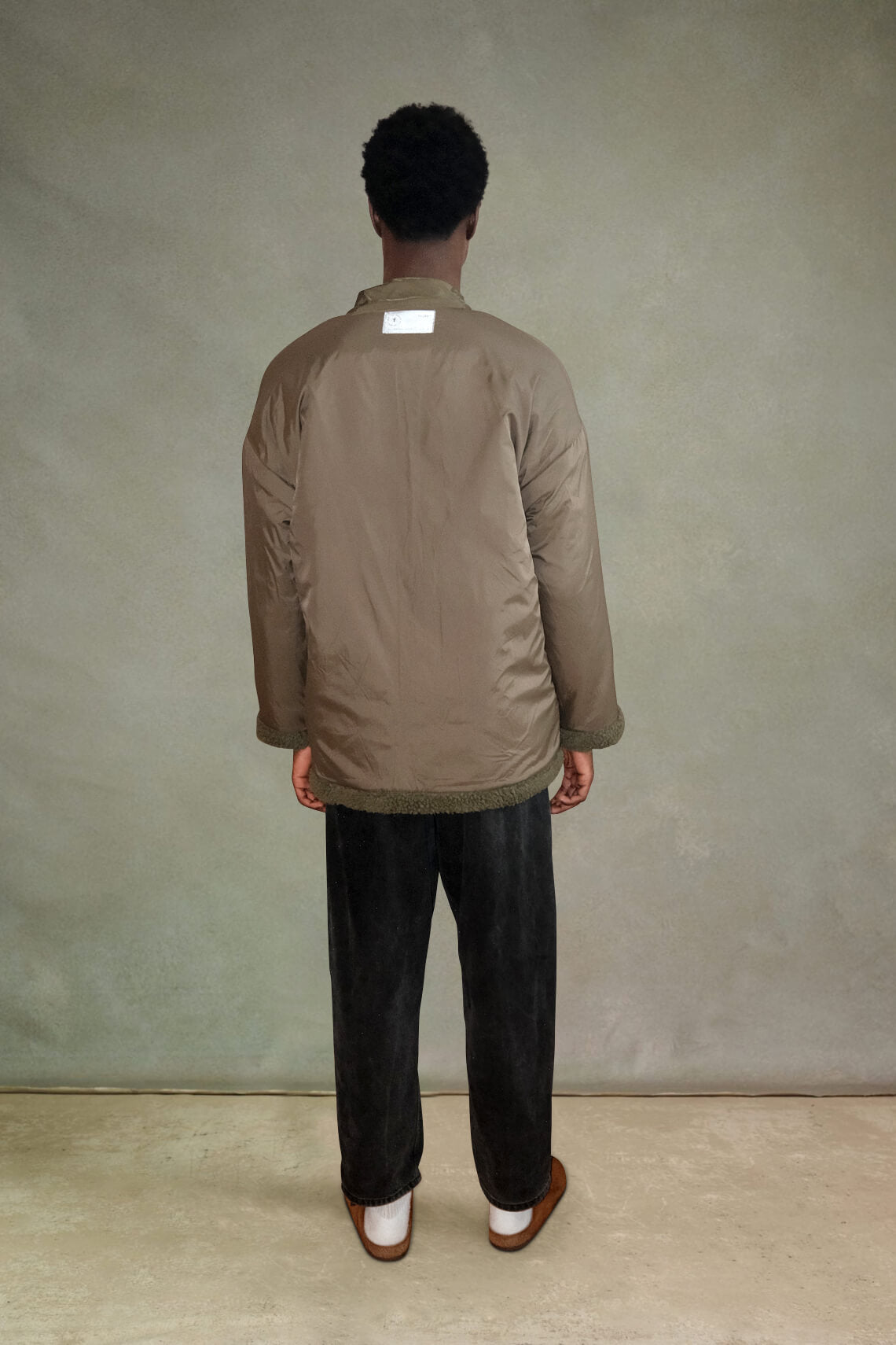 Reverse Fleece Kimono - Khaki