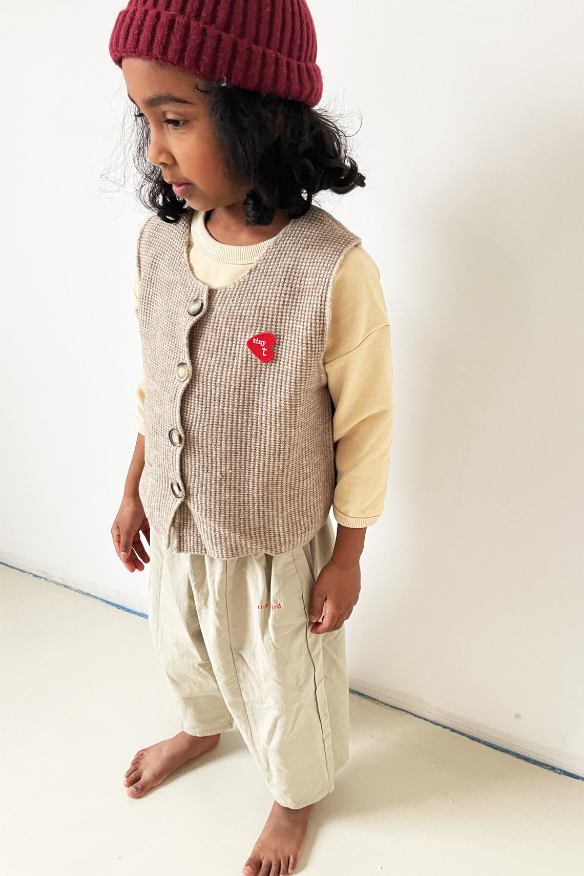 Wool Knit Vest - Sand